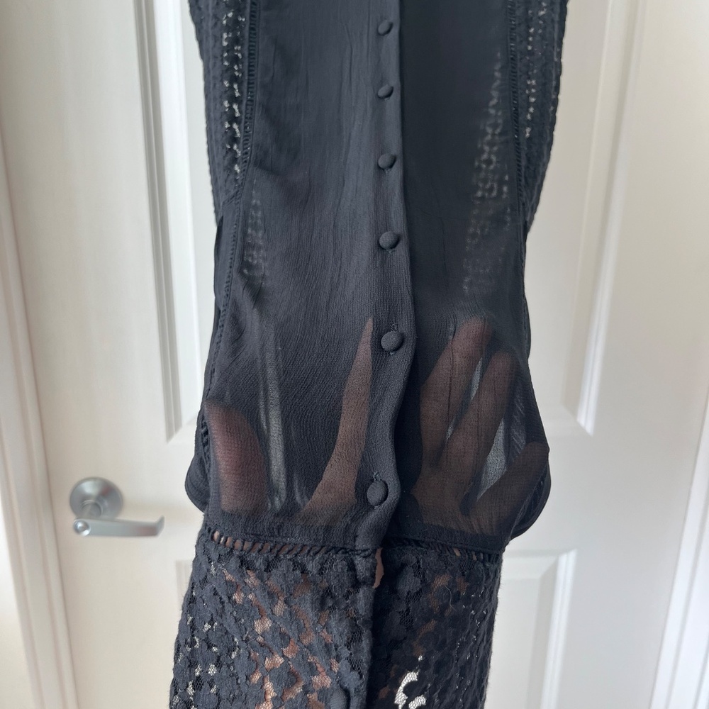 Allsaints Black Lace Button-Front Sleeveless Mini… - image 6